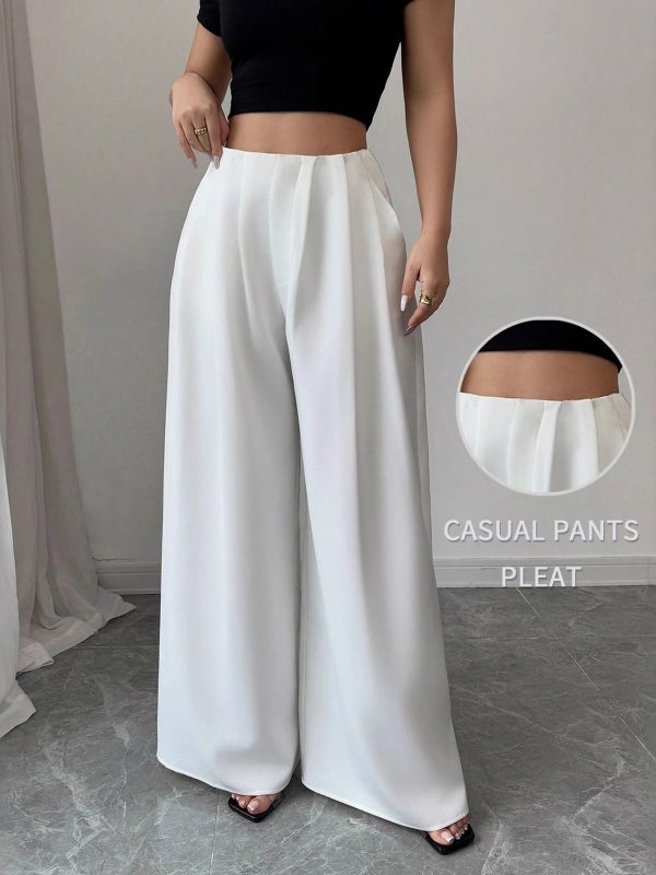 Figure-flattering Draped Wide-leg Casual Pants