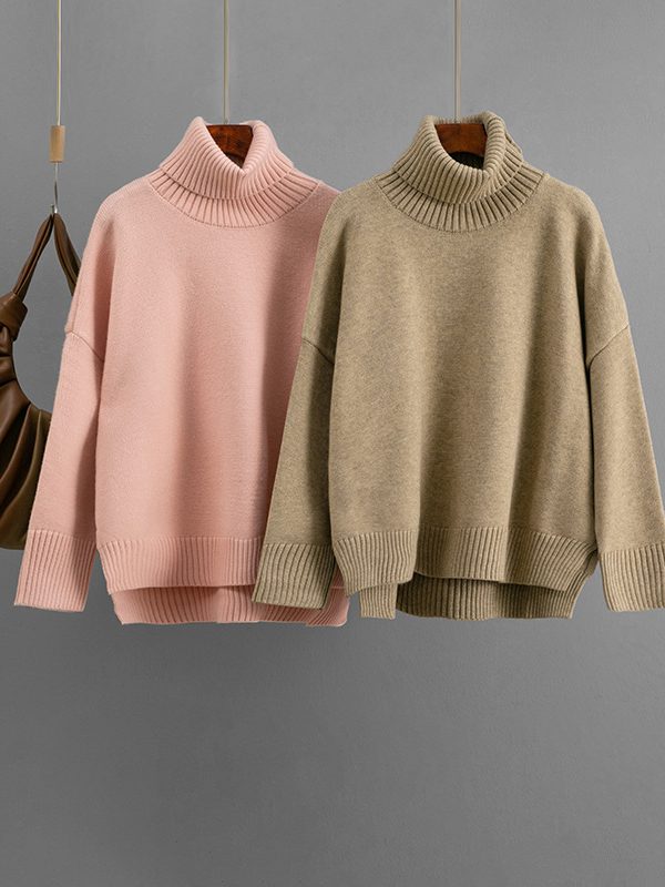 Casual Loose All-Match Solid-Color Turtleneck Sweater