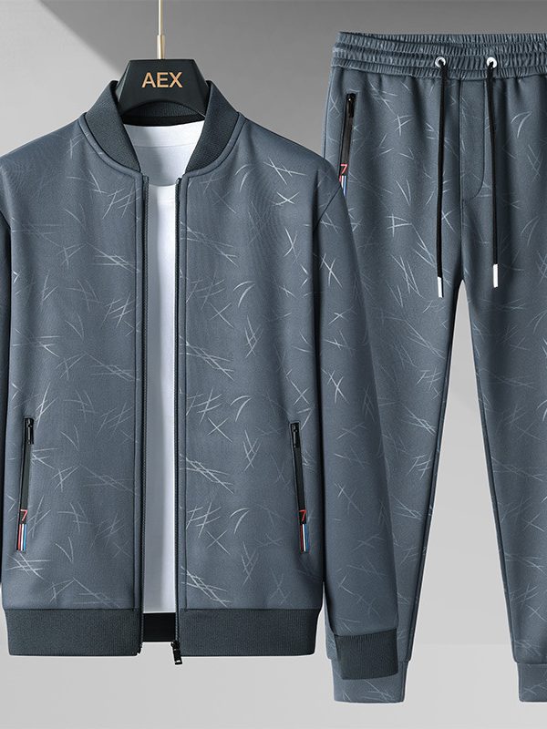 Mens Stand-Up Collar Sportswear Casual Two-Piece Set