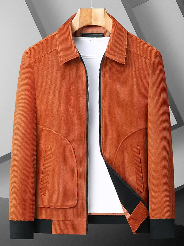 Plus Size Corduroy Thickened Coat Overweight Man Jacket