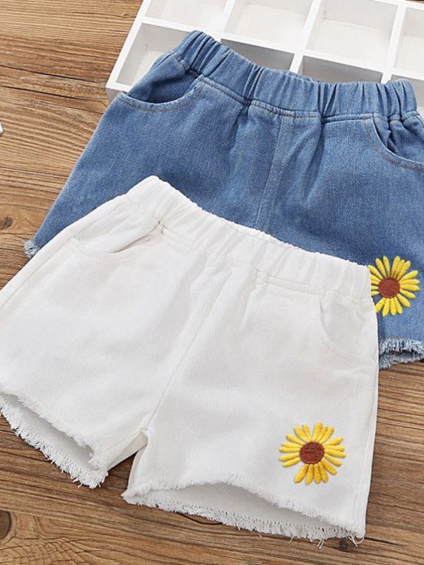 Denim Shorts Fringed Fringe Hot Pants Embroidered Leggings