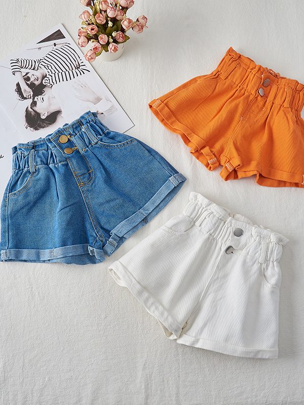 Girls Cowboy Summer Relaxed High Waist Shorts