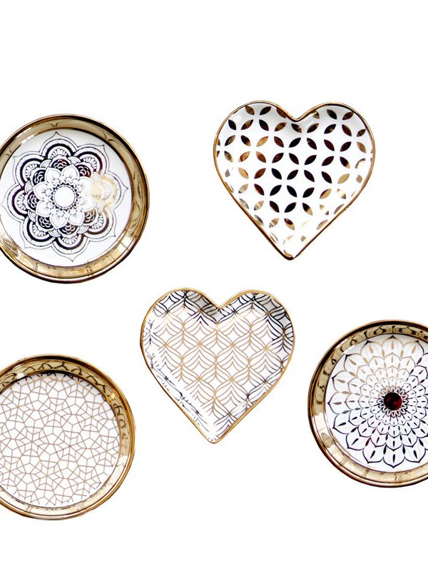 Golden Ceramic Female Desktop Accessories Storage Tray