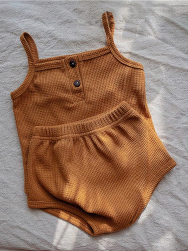 Baby Korean Summer Camisole Triangle Shorts Men And Women Baby Two-Piece Suit Ins
