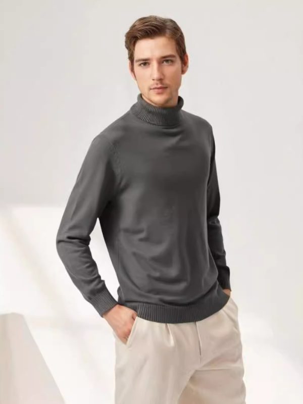 European And American-style Casual Solid-color Mens Turtleneck Knit Sweater