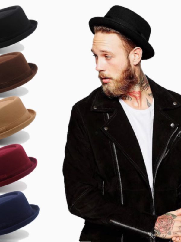 Men's Retro Head Circumference Adjustable Flat Top Fedora Hat