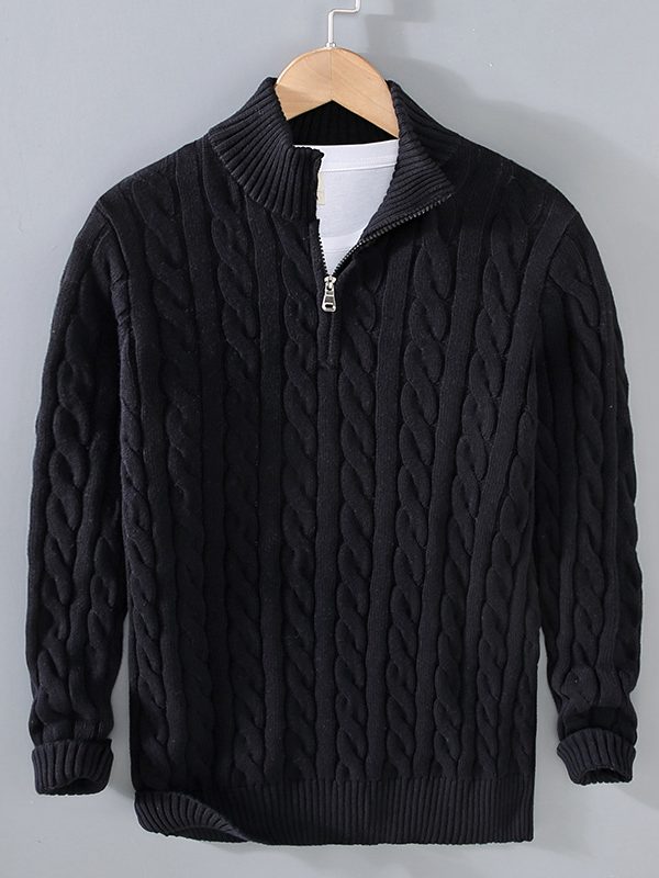 Men's Fashion Half Turtleneck Thickened Loose Zipper Sweater