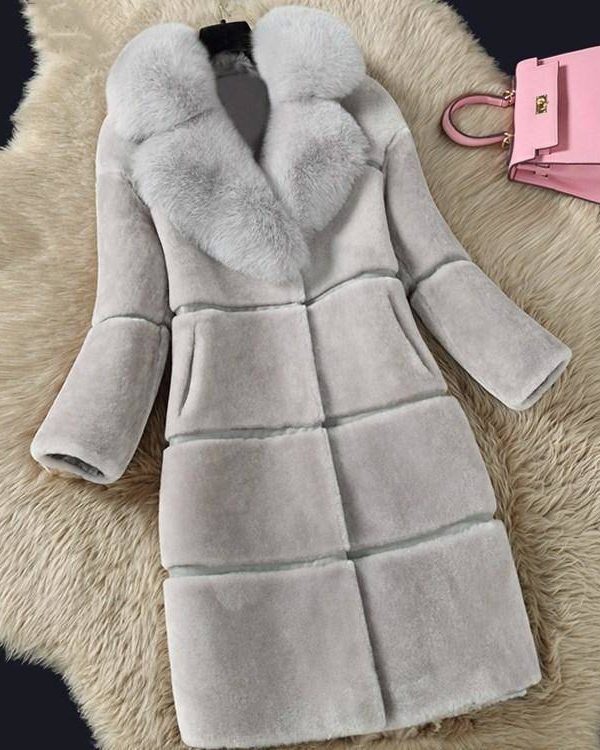 Women's Medium Length Sheep Sheared Fur Coat