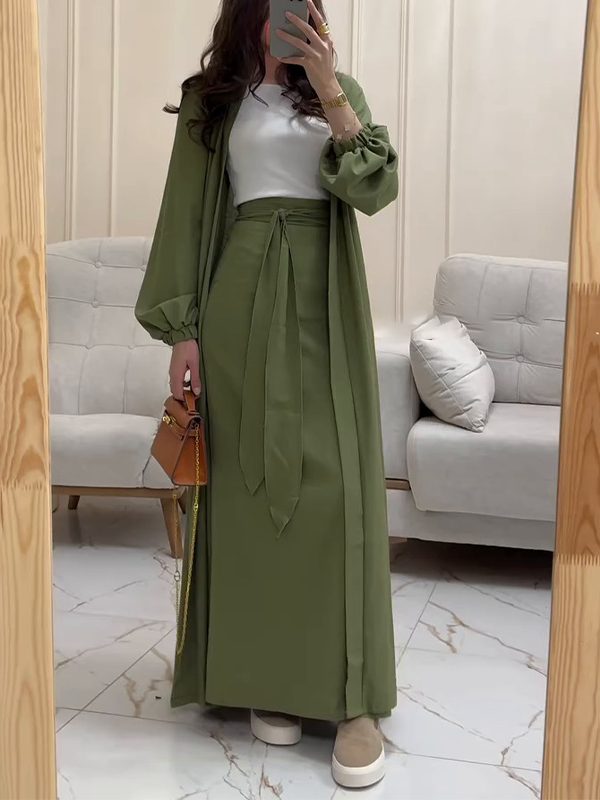 Stylish Casual Two-piece Long Skirt Set