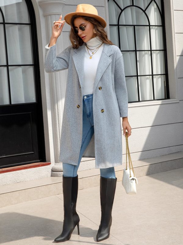 Women's Mid-Length French Hepburn Style Retro Slim Wool Coat