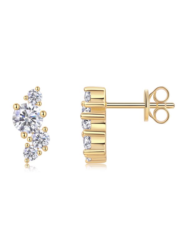 Four-diamond Light Shadow - Luxurious And Fashionable Light Luxury Jewelry Stud Earrings Set With Top-quality Moissanite, S925 Silver Electroplated Gold