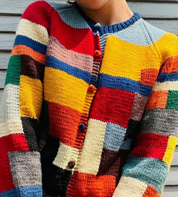 Womens Unique Plaid-Print Long-Sleeve Shirt