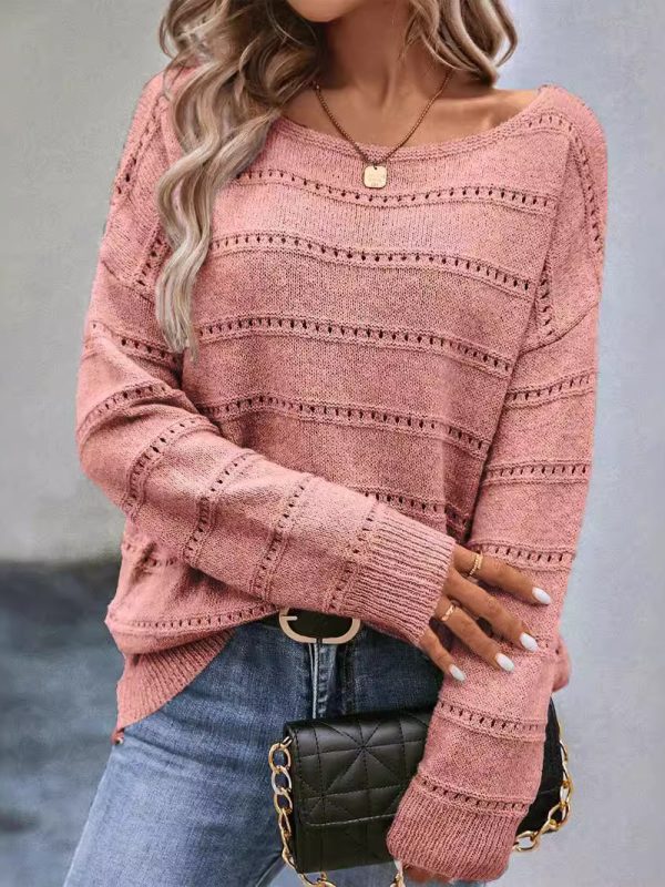 Solid-color Long-sleeve Casual Pullover Knit Sweater