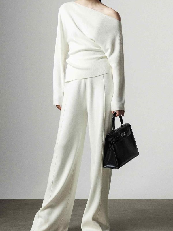 Lazy Wind Diagonal Shoulder Knit Bottoming Shirt