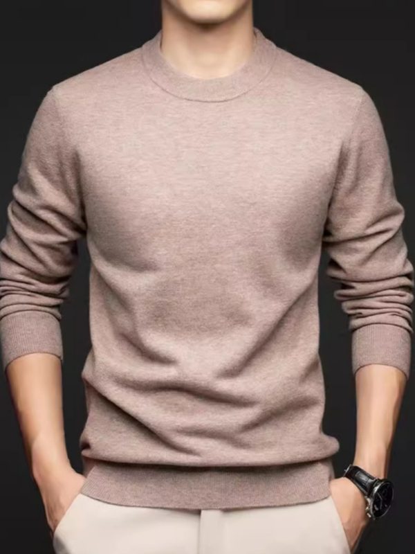 Mens Casual Solid-Color Crew-Neck Thermal Knit Base Layer Top