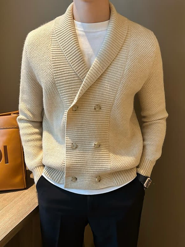 Men's Solid Color British Style Business Knit Jacket