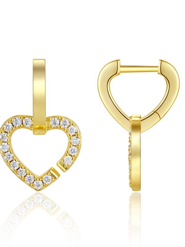 Heart-shaped Moissanite Set With Top-quality Moissanite Luxury Fashion Light Luxury Jewelry Silver Stud Earrings S925 Silver Electroplated Gold