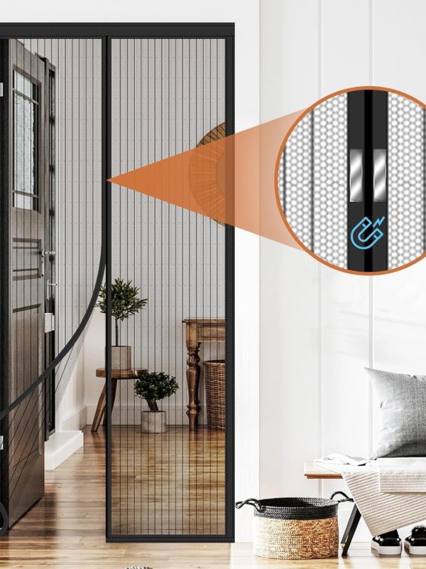 Soft Screen Window Curtain Magnetic Stripe Summer Door Curtain With Velcro Pushpin