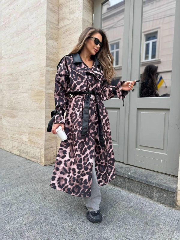 Women's Elegant Casual Loose Leopard Print Patchwork Leather Jacket