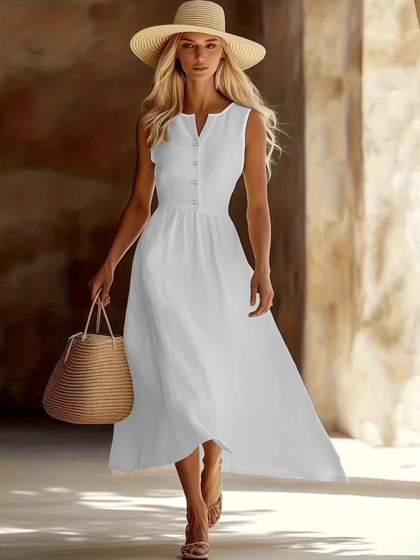 New Slim Elegant Long V-neck Dress For Women With A Distinctive Personalized Design