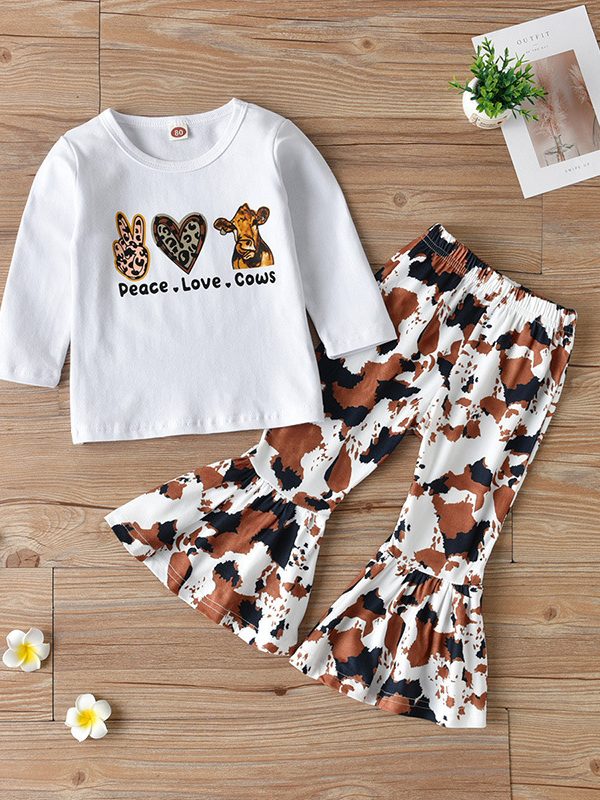 Children's Leopard Print Trousers Flare Pants Suit