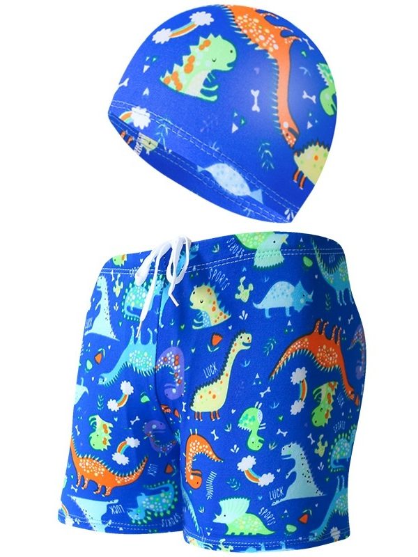 Children's Swimming Trunks Beach Vacation With Swimming Cap Suit